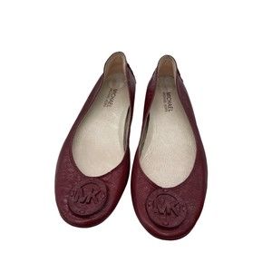 Michael Kors Comfy Flat Rubber Sole Ballerina Shoes Leather MK Medallion